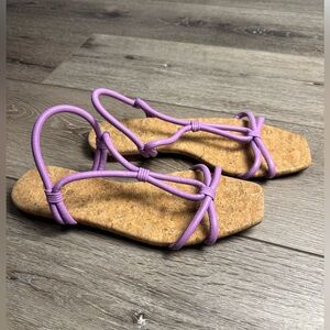 Vince Hazen Flat strappy wrap around Sandal lilac purple cork